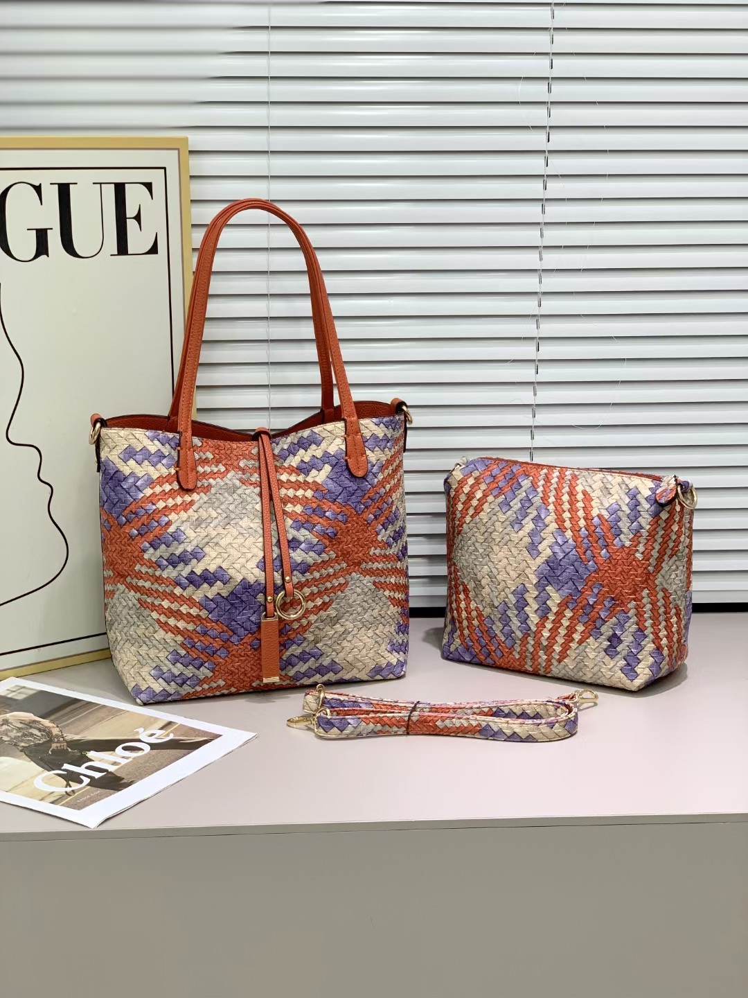 编织包子母包单肩包2025年新款欧美时尚大容量百搭通勤手提包斜挎