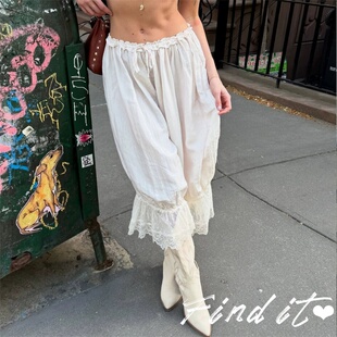 街头蕾丝拼接低腰休闲裤 Find出口单欧美2025秋季 个性 INS时尚 新款