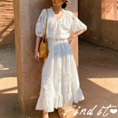 上衣 Find轻奢度假风重工镂空刺绣白衬衫 出口女装 飘逸大摆半身裙