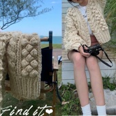 慵懒风开衫 Find秋冬新品 带纽扣重工镂空纯手工粗棒针厚款 保暖外套