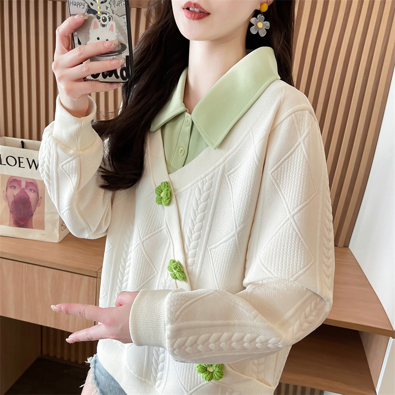 polo领卫衣女春秋薄款