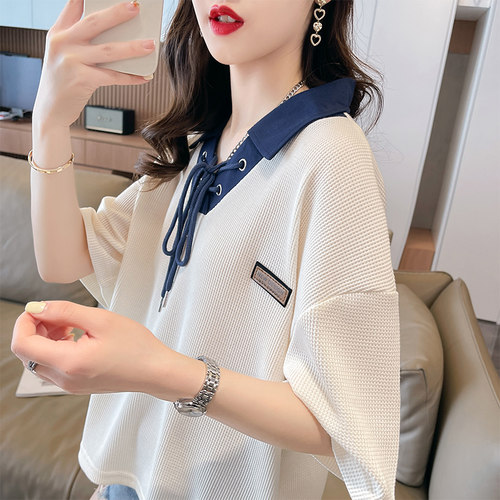短袖女短款薄款polo领