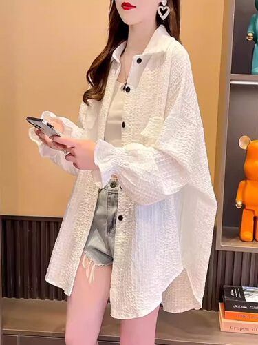 大码女装中长款褶皱防晒衣女