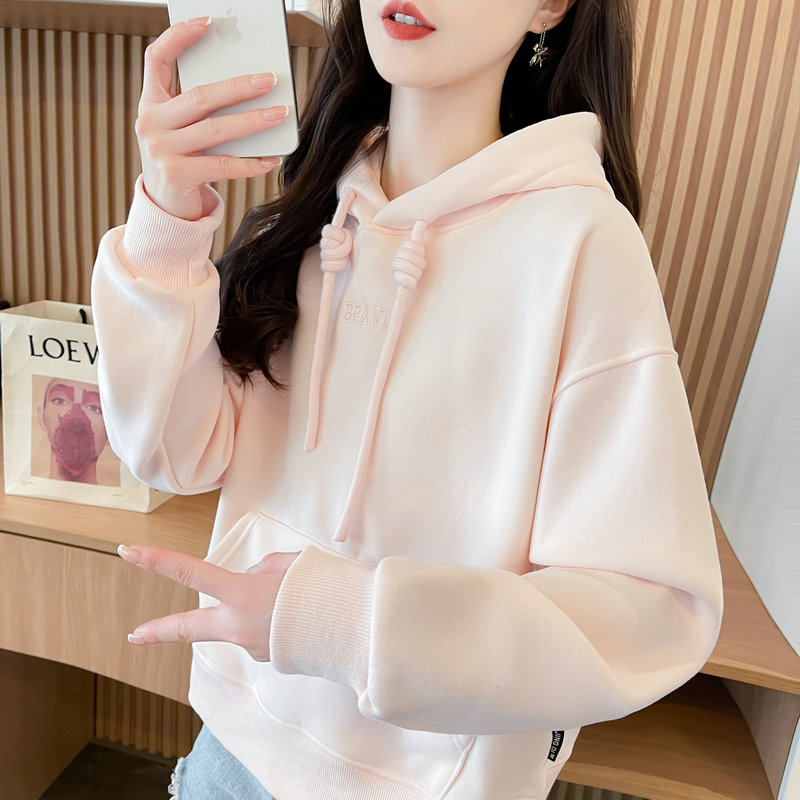 连帽卫衣女简约百搭刺绣
