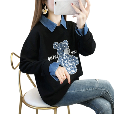 娃娃领薄款韩版棉宽松卫衣女