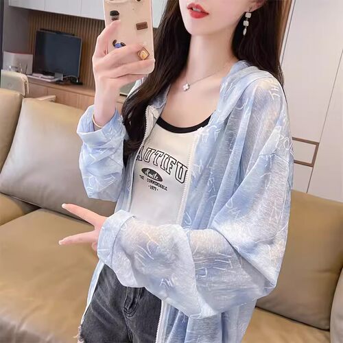 大码女装冰丝薄款印花防晒衣女