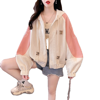 提花撞色外套女春秋棒球服
