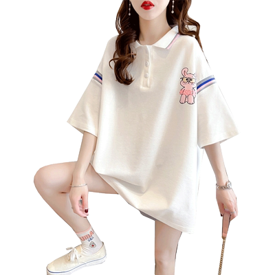 短袖t恤女慵懒风薄款polo领