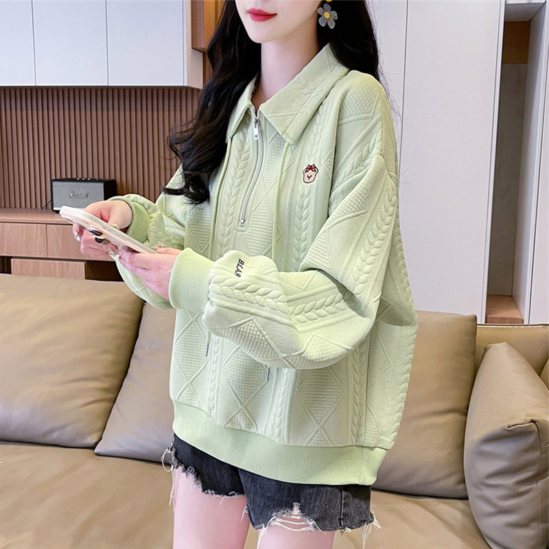 设计感小众翻领polo衫卫衣女春秋韩版宽松大码薄款小个子上衣外套,女装/女士精品,卫衣/绒衫,淘宝优惠券,粉丝福利购,淘宝优惠卷