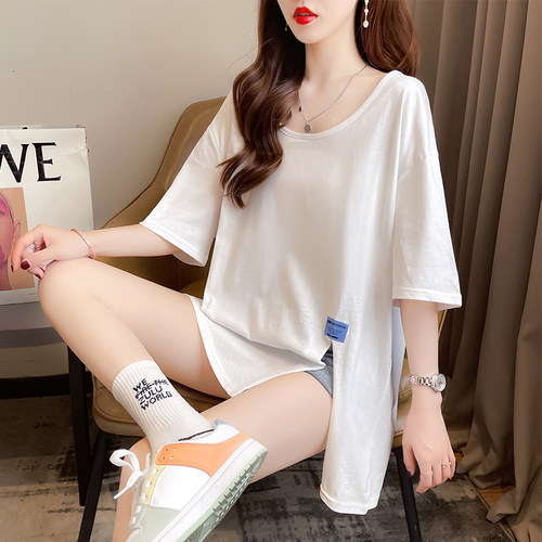 设计感小众风不规则开叉短袖t恤