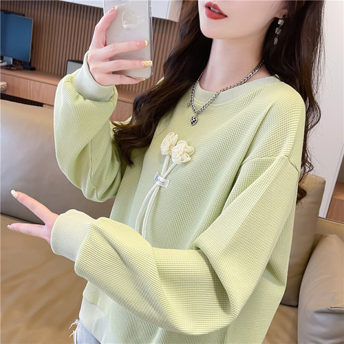 薄款宽松小个子刺绣卫衣女