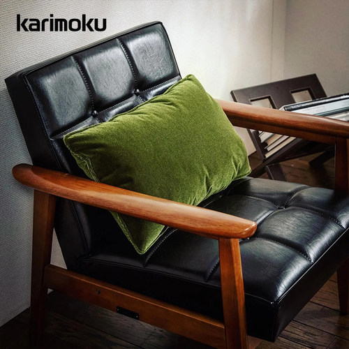 Karimoku皮质复古沙发椅