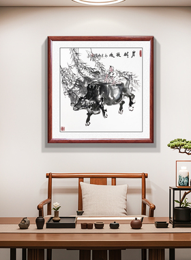 手绘国画岸柳依依装饰画客厅玄关