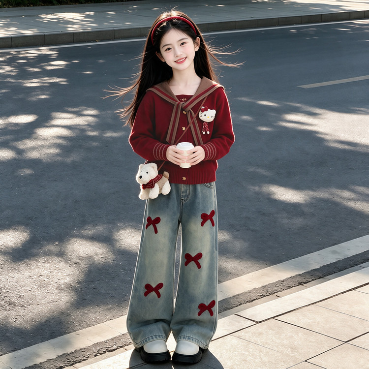 女童套装秋装2026新款儿童针织开衫衣服春秋款女孩韩系穿搭一整套