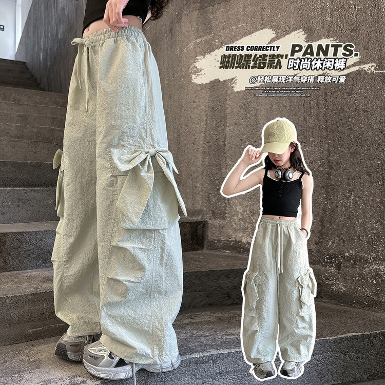 春秋薄款女童多袋子工装裤夏季儿童女孩大童潮酷穿搭冬天加绒裤子