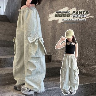 春秋薄款女童多袋子工装裤夏季儿童女孩大童潮酷穿搭冬天加绒裤子