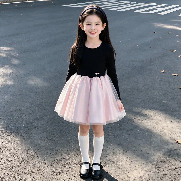 女童迪士尼公主裙2026秋装新款儿童生日礼服小女孩网纱蓬蓬连衣裙