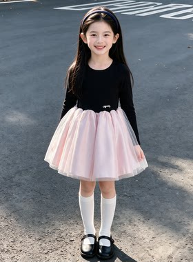 女童迪士尼公主裙2026秋装新款儿童生日礼服小女孩网纱蓬蓬连衣裙