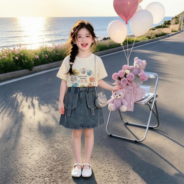 女童牛仔裙裤夏季薄款2026新款儿童短裤套装女孩大童夏装裤子外穿
