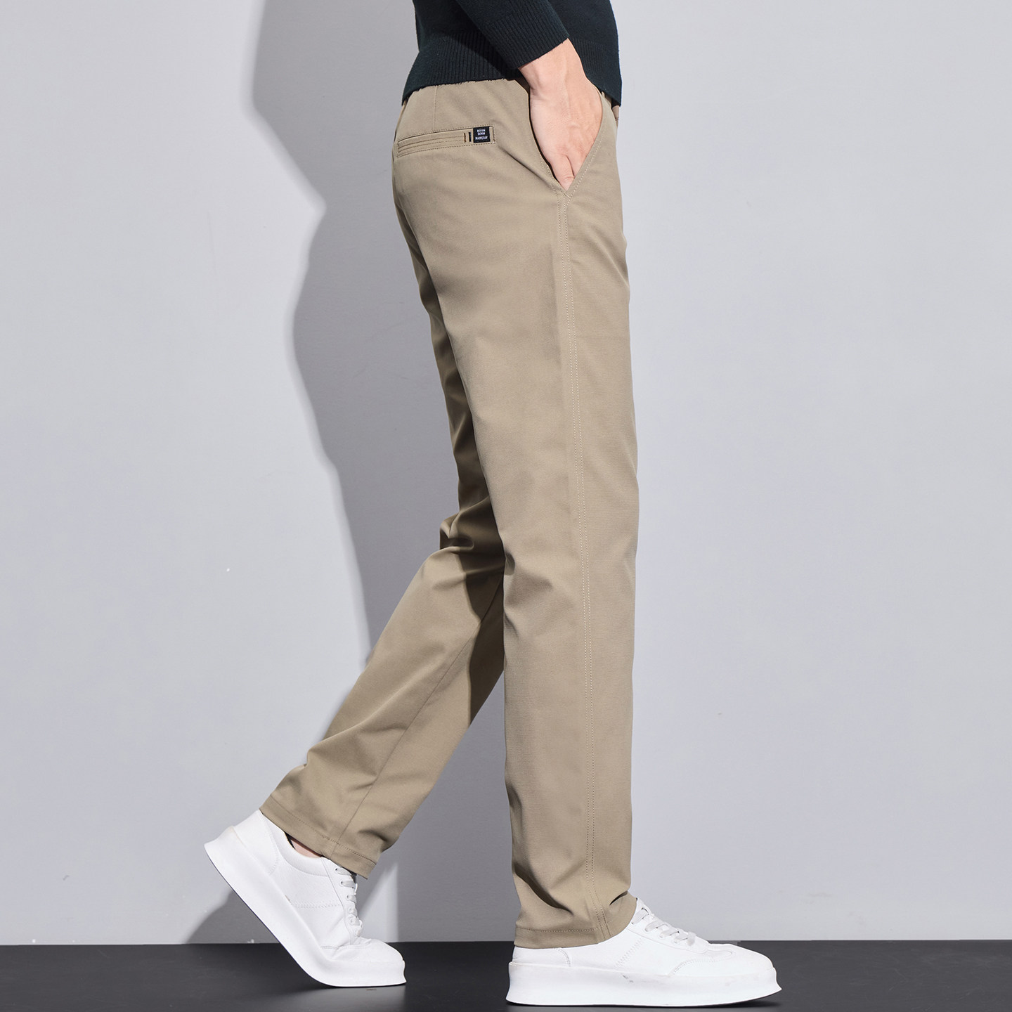 卡其色男士休闲裤2025新款男裤春秋季百搭男款修身直筒商务长裤子