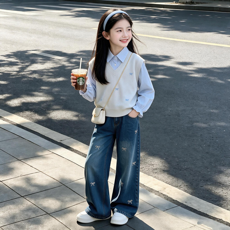 女童秋季套装2026新款超好看初中生女孩韩系穿搭大童秋装儿童衣服