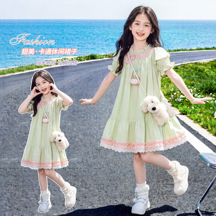 少女甜美可爱娃娃裙夏季漂亮公主裙小个子初中学生洋气A字连衣裙