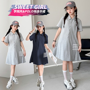 美式少女学院风连衣裙女夏季小个子2026新款复古宽松休闲polo裙子