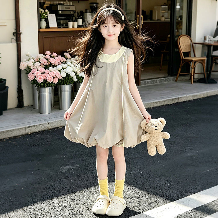 女童裙子高级感夏季大童独特漂亮连衣裙夏天2026花苞裙设计感薄款