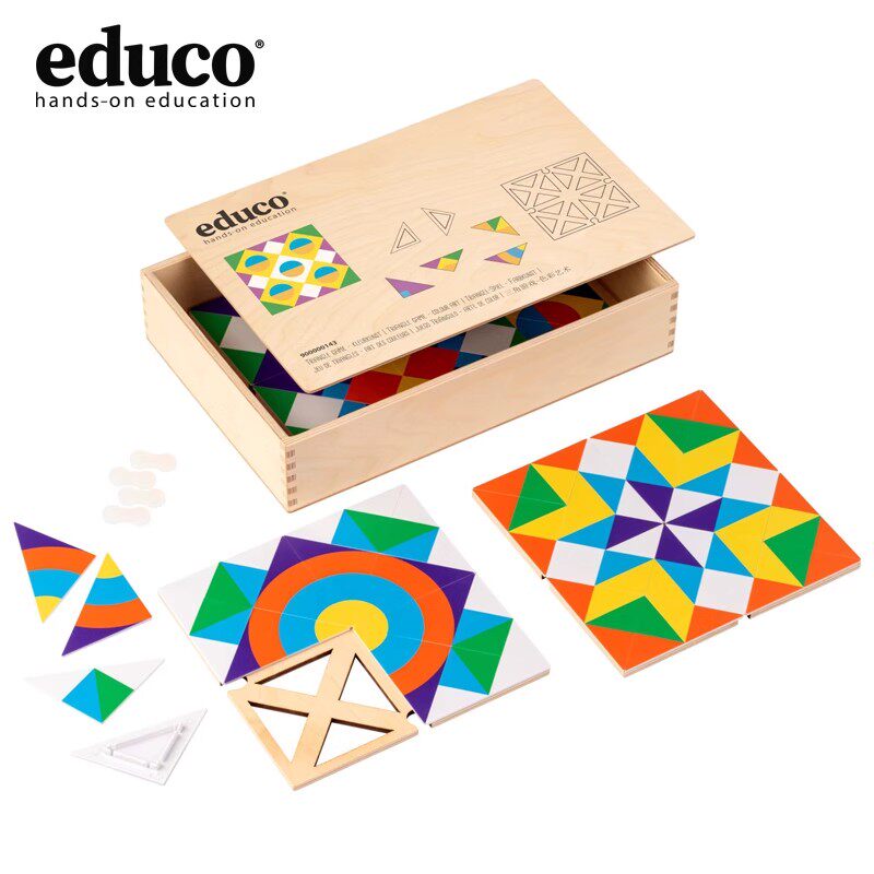 EDUCO三角游戏-食物色彩艺术早教儿童益智形状颜色创意拼图玩教具