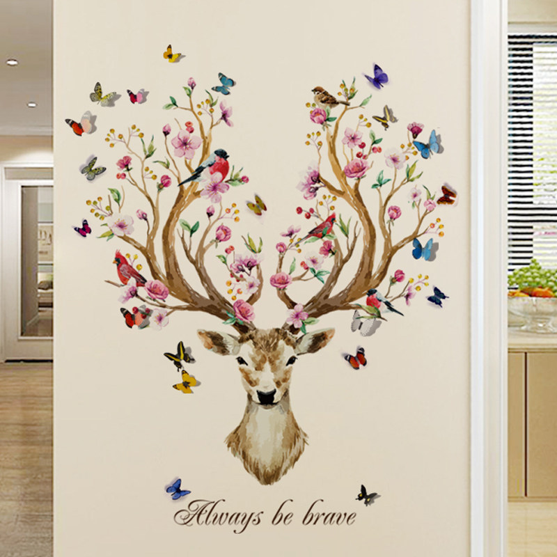 时尚鹿头ing风自粘贴纸装饰布置店面背景墙高级感点缀防水环保