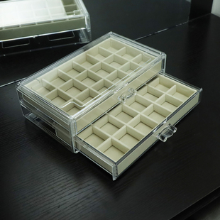 抽屉首饰盒耳环耳钉戒指收纳盒手饰品防尘大容量简约整理盒可叠加