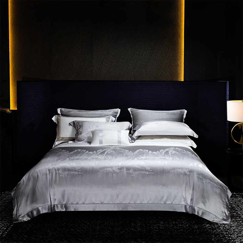 夏季冰丝裸睡丝滑床单式四件套欧式简约床单被套天丝轻奢床上用品