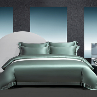 高端定制四件套100%桑蚕丝中式 重磅真丝被套床单床笠丝滑裸睡床品