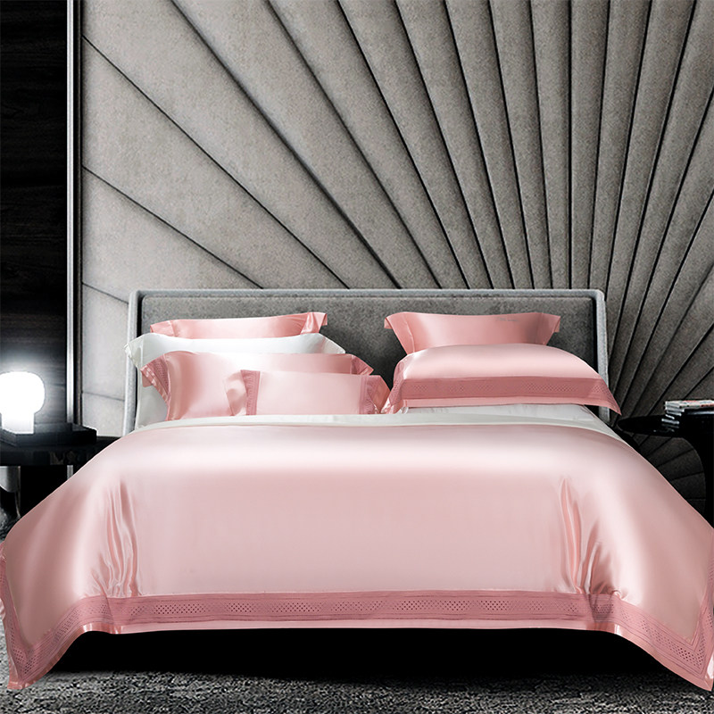 欧式纯棉提花四件套轻奢简约140支埃及进口长绒棉纯色高级感被套