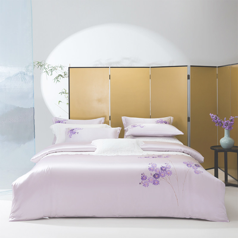 新中式双面重磅25姆米桑蚕丝四件套轻奢丝滑床单被套丝绸床上用品