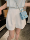 显高显瘦舒适百搭短裤 裤 白色高腰阔腿西装 2023年新款 安璃 ANLI