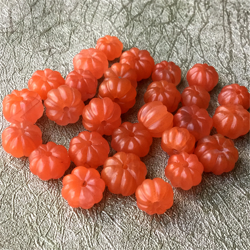 天然保山磨砂南红玛瑙樱桃红南瓜珠散珠配饰698