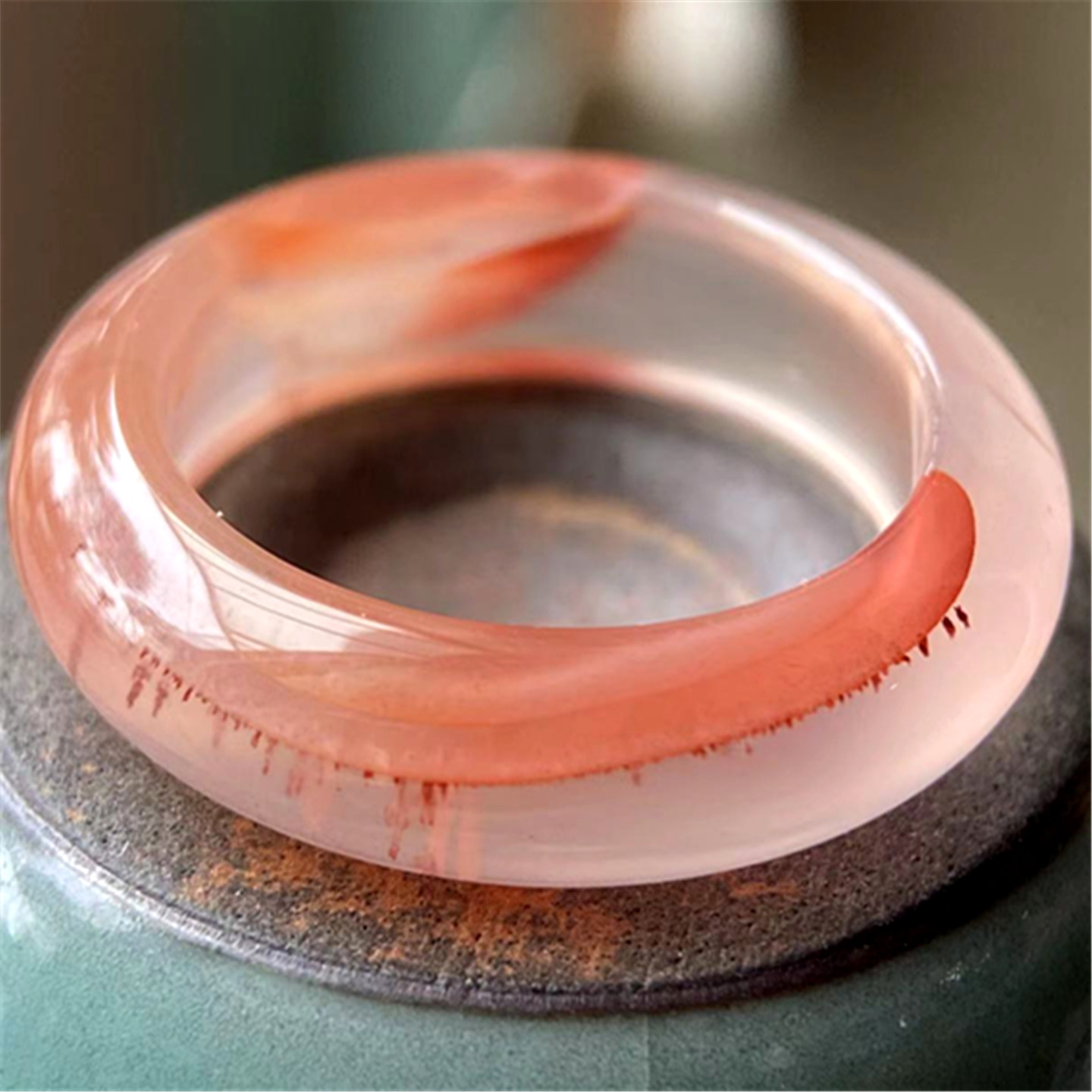 天然川料南红玛瑙指环火焰纹 冰飘特色扳指戒指13圈口