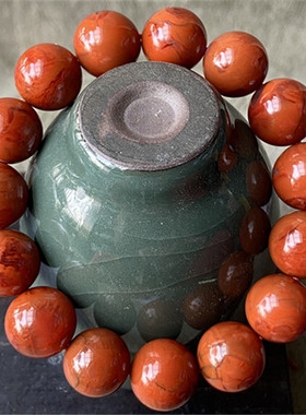 14mm左右凉山九口料南红柿子红火焰红大珠 男女款手链手串