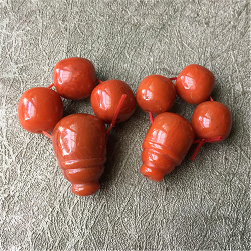 瓦西料南红柿子红桶珠顶珠三通