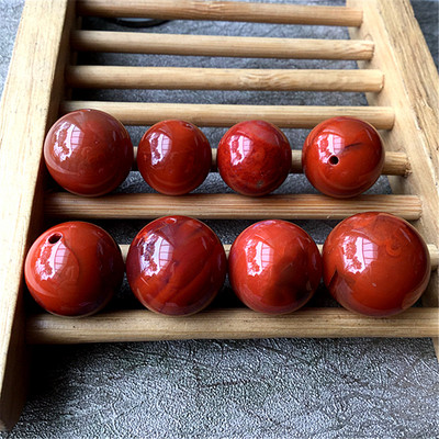 天然九口料柿子红大圆珠