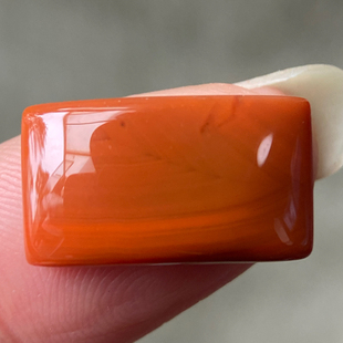 17.8*10.26毫米天然四川九口南红玛瑙方形-戒面 柿子红玉石戒指