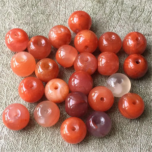 9mm特价 四川九口料南红玛瑙冰飘火焰红苹果珠.隔珠腰珠DIY配件581