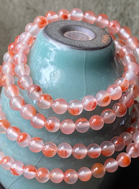 5.5mm天然川料南红玛瑙冰飘多圈手串 圆珠手链diy手链