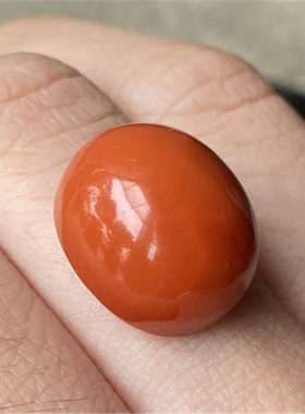 17.08*14.18天然原矿九口老坑料手工戒面 柿子红满色满肉镶嵌裸石