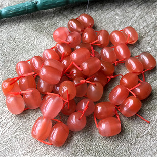 天然川料南红玛瑙樱桃红桶珠勒子顶珠橄榄珠路路通配件 62