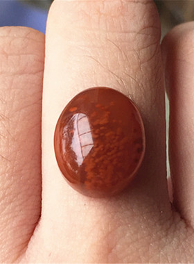 14.49*12.07MM天然四川联合南红玛瑙戒面 玫瑰红满天星玉石戒指