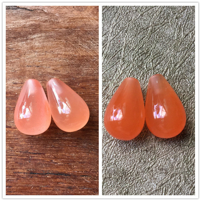 天然川料南红玛瑙火焰纹樱桃红半孔立体水滴耳环耳钉372