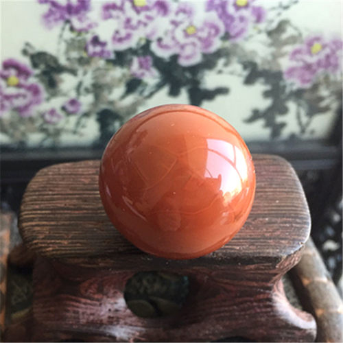 天然川料南红玛瑙柿子红24MM 大圆珠 火焰纹配珠散珠DIY