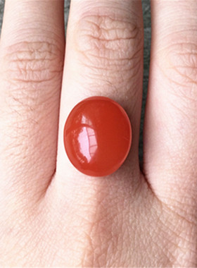 15.96*13.46MM天然四川联合南红玛瑙戒面 樱桃红玉石戒指